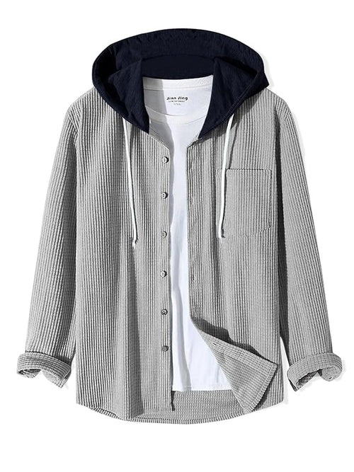 pullexter's Men's Solid Regular Fit Shirts| Shirt with Hood | Casual Wear for Men | Full Sleeve Shirt |