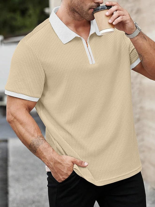 pullexter's Men's Waffle Knit Polo T-Shirt